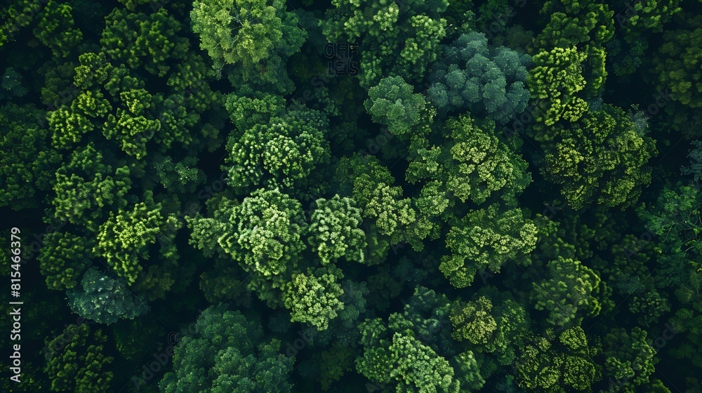 Aufkleber Aerial top view forest tree Rainforest ecosystem and healthy environment concept and background Texture of green tree forest view from above : Generative AI