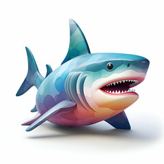 Fototapeta premium Shark isolated on white background with clipping path. illustration.