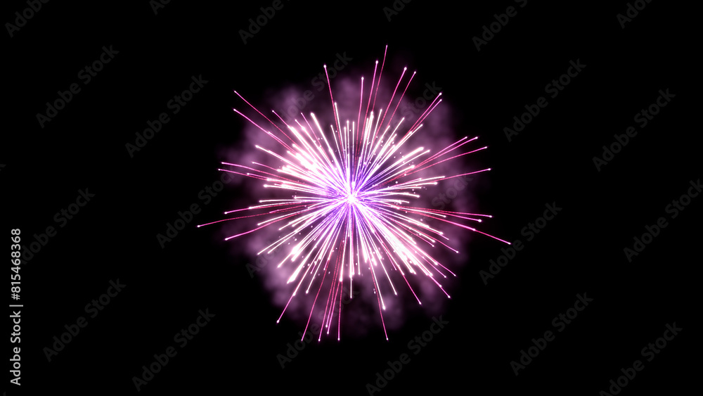 Poster 3d illustration. abstract realistic animation firework colorful.