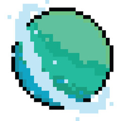 Pixel art cartoon green saturn icon