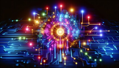 Obraz premium 3D Abstract Background of Artificial Intelligence and AGI