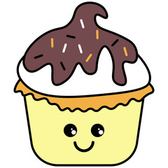 Cupcake Stickers with Kawaii Emotion