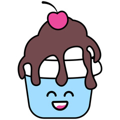 Cupcake Stickers with Kawaii Emotion