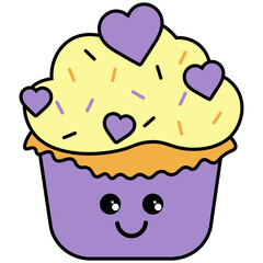 Cupcake Stickers with Kawaii Emotion