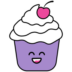 Cupcake Stickers with Kawaii Emotion