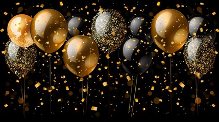 Luxury gold balloons for celebration events, anniversary, wedding. Great as template inspiration for banners, cards, posters