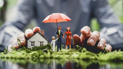 Insurance Protection Concept with Miniature Family