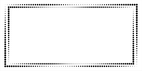 Simple of frame. Design vector rectangle with dots halftone black on white background. Design print for illustration, greeting cards, wedding invitations, restaurant menu, royal certificates.arts dots