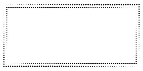 Simple of frame. Design vector rectangle with dots halftone black on white background. Design print for illustration, greeting cards, wedding invitations, restaurant menu, royal certificates.dots