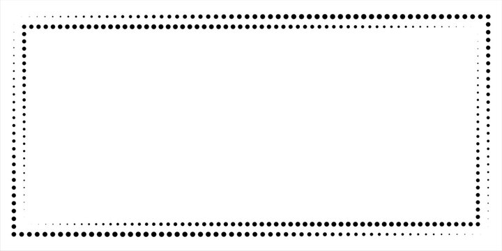 Simple of frame. Design vector rectangle with dots halftone black on white background. Design print for illustration, greeting cards, wedding invitations, restaurant menu, royal certificates.dots