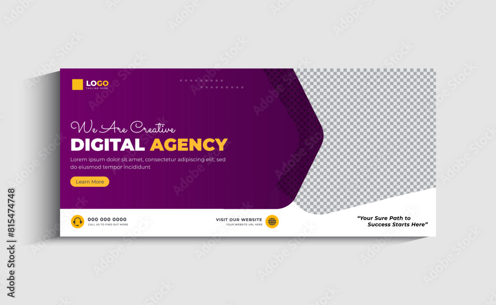 Wall mural digital marketing facebook cover and web banner template