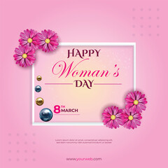 Free vector 8 march. happy womens day floral greeting card.