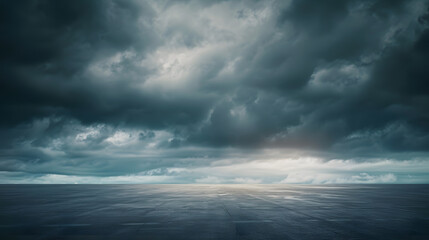 Floor Background with Storm Clouds Dramatic Sky Horizon Panorama : Generative AI
