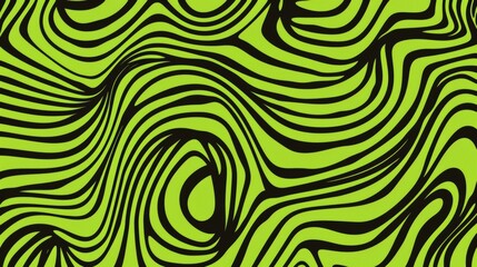 Obraz premium Black abstract pattern line on green background.