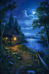 Fototapeta premium house on the lake