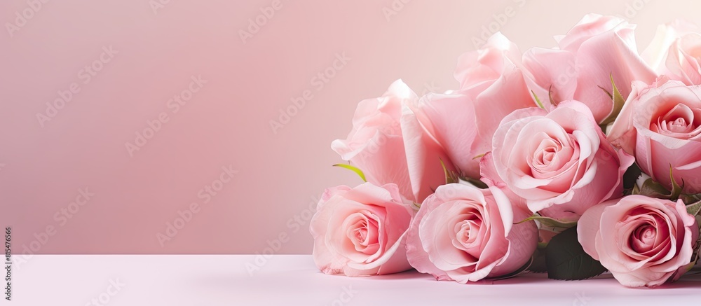 Poster A closeup image of a background with a bouquet of delicate roses provides ample copy space