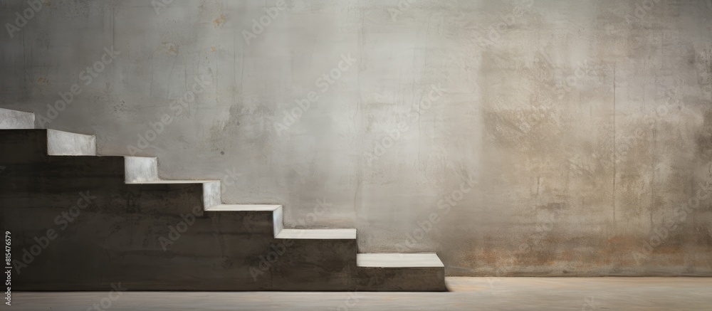 Fototapete An image showing a side view of worn and aged concrete stairs with empty space for text or other elements. Creative banner. Copyspace image