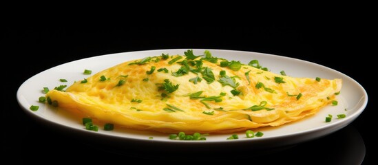 A basic omelet with a plain and uncomplicated preparation. Creative banner. Copyspace image