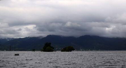 View of a seaside island in Indonesia taken in the afternoon. beautiful scenery