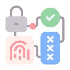 Fototapeta premium Security Icon With Flat Color Style