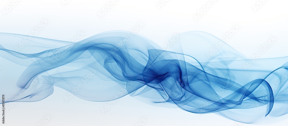 Poster a serene image of blue smoke against a pristine white backdrop. creative banner. copyspace image