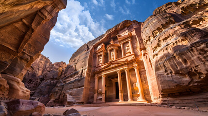 Mountains of Petra Jordan Middle East Petra has been a UNESCO World Heritage Site since 1985 : Generative AI - Powered by Adobe