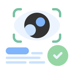 Eye Recognition Icon With Flat Color Style