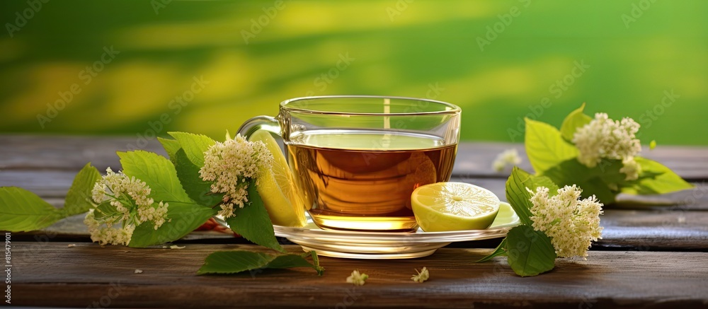 Poster a refreshing cup of tea made from lime tree leaves and linden flowers perfect for relaxation and unw