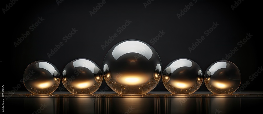 Poster Dark background with metallic spherical lights creates a copy space image perfect for Christmas and New Year concepts