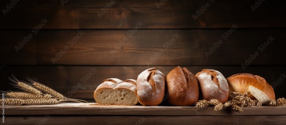 Poster A copy space image of bread displayed on a rustic wooden background