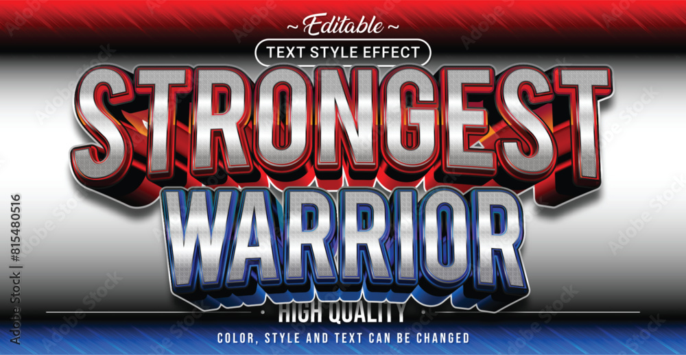 Poster Editable text style effect - Strongest Warrior text style theme.