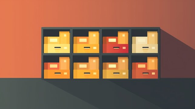 recommend clip art: Archive box flat design side view history theme animation Analogous Color Scheme