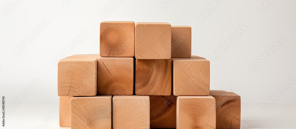 Poster a stack of wooden blocks against a white backdrop providing ample room for a copy space image