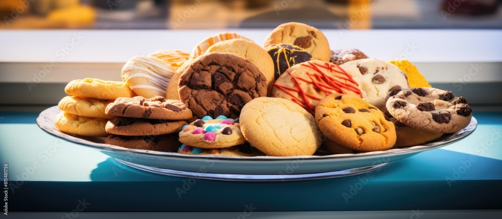 Aufkleber A delicious assortment of cookies displayed on a vibrant table providing ample room for a copy space image