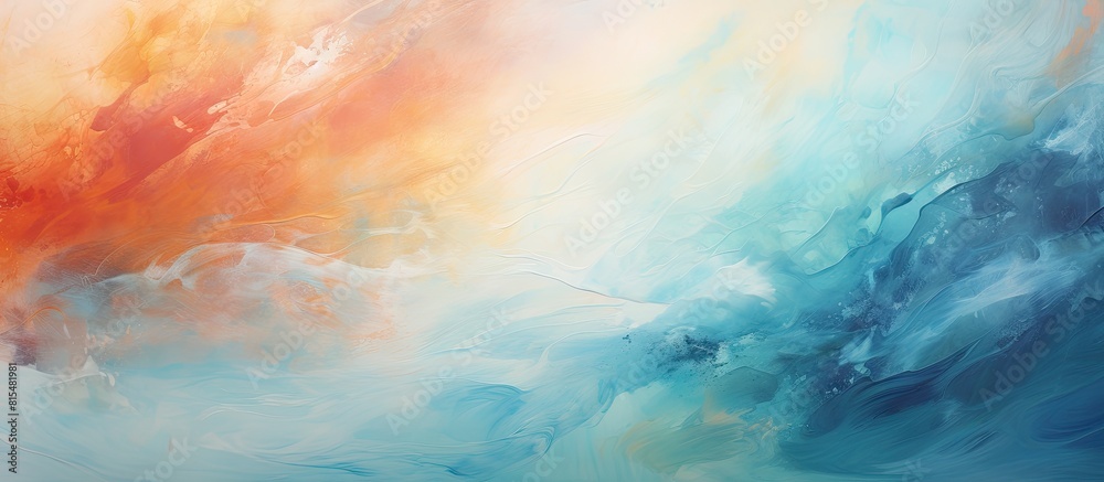 Poster an abstract modern painting in oil and acrylic depicting a wave like pattern on a wall with a textur
