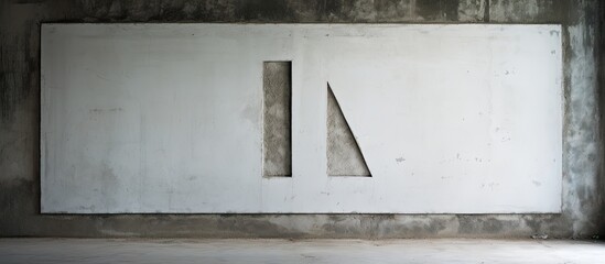 Arrow shaped white painting with the word IN on a concrete background providing a copy space image