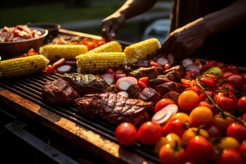 
The Summer food takes center stage as people of all backgrounds use a barbecue to grill meat and plant-based alternatives, showcasing diverse culinary traditions.