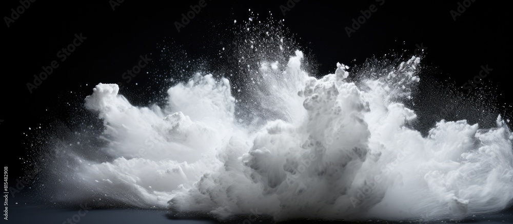 Aufkleber an abstract design featuring a white powder cloud set against a dark backdrop showcasing a copy spac