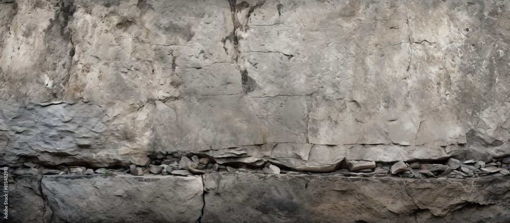 Poster Aged and rugged granite texture in the backdrop resembling a natural combination of cement and stone Providing a copy space image with a banner like appearance complemented by a grungy concrete wall
