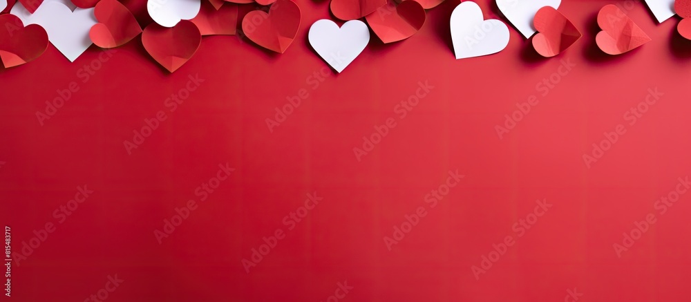Leinwandbilder a red background with paper hearts cut out on valentine s day creating an abstract look perfect for 