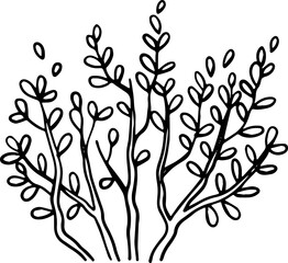 hand drawn side view of tree drawing.