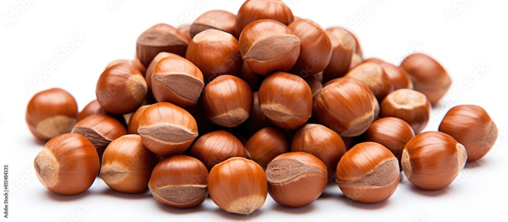 Poster a visually appealing copy space image showcasing hazelnuts and their connection to natural beauty he