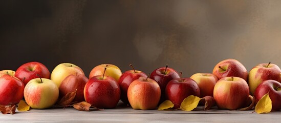 A copy space image of the final autumn apples placed on a table