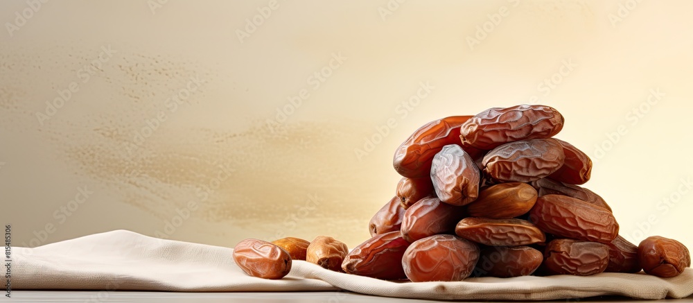 Aufkleber A solitary stack of dehydrated dates set apart on a blank canvas with enough negative space to draw focus to the image. Creative banner. Copyspace image