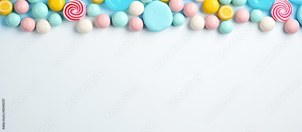Aufkleber a candy frame creates a background with room for text or images this flat lay view from above featur