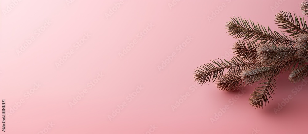 Aufkleber a festive composition featuring a decorated fir branch on a pink background providing a copy space i