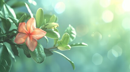 Blurred background with a flower and leaves