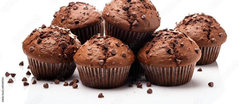 Aufkleber a copy space image of homemade fresh chocolate muffins on a white background ideal for adding text a