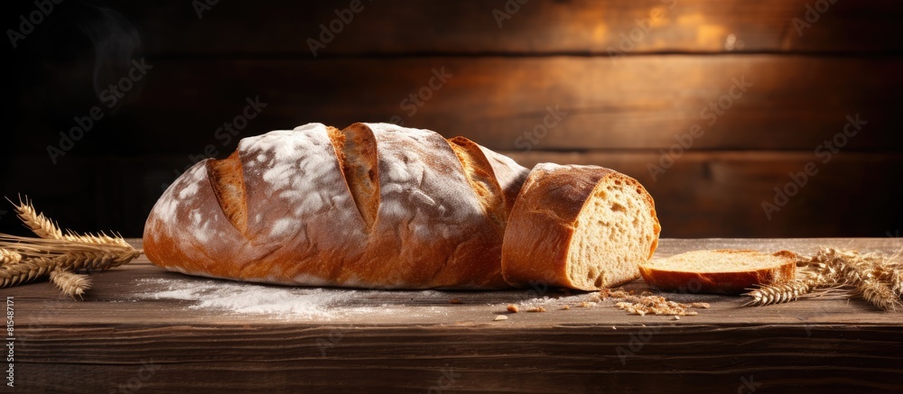 Poster A copy space image of bread displayed on a rustic wooden background