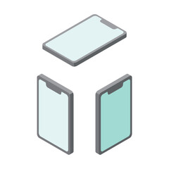 スマホ_アイソメトリックのイラスト